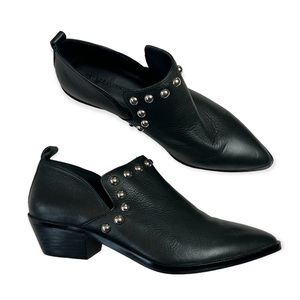 Rebecca Minkoff black leather silver studded booties